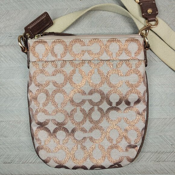 Coach Parker Signature Swingpack Canvas Crossbody Bag in Rose Gold - Picture 3 of 10